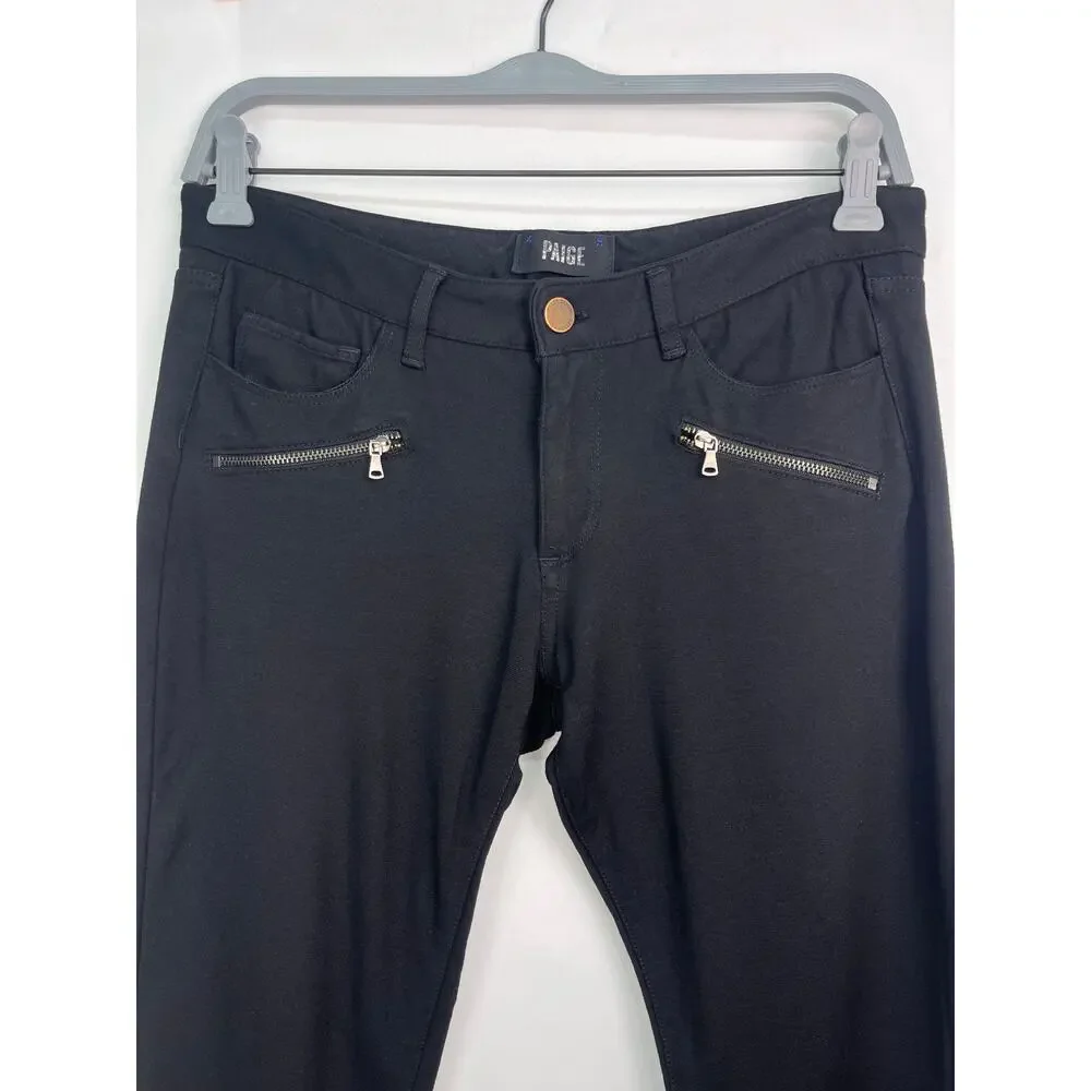 Paige Black Stretch Skinny Jeggings Zip Pocket Size 29 - Picture 2 of 10